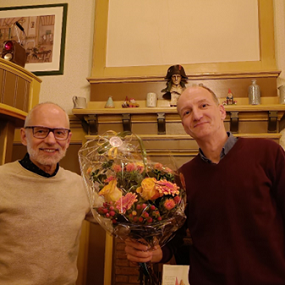 Erwin Baars (rechts) met Ben Sponselee in Eethuys Café “De Generaal” in Baarn