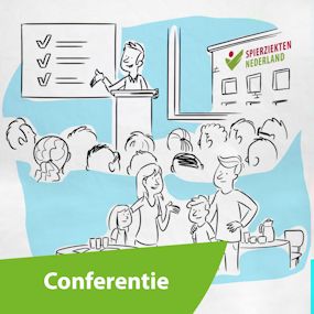 Ilustratie van een conferentie van Spierziekte Nederland
