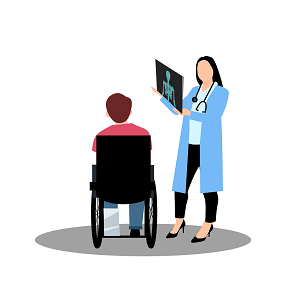Pictogram rolstoel en dokter