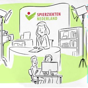 Tekening van een hybride bijeenkomst