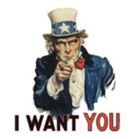 Persoon wijst 'I want you'