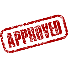 Approved in grote letters.