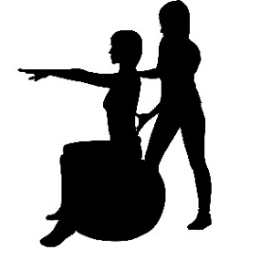 2 personen: een persoon op yogabal.