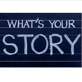 Met krijt geschreven: WHAT'S YOUR STORY