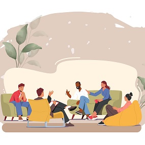 Carton groep in gesprek
