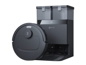 Je ziet de robotstofzuiger en het basisstation die te koop zijn bij Coolblue